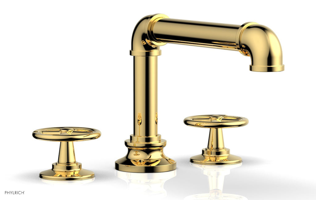 WORKS 2 Deck Tub Set   Cross Handles by Phylrich - Satin Gold