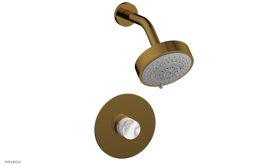 BASIC II Pressure Balance Shower Set   White Marble by Phylrich - French Brass