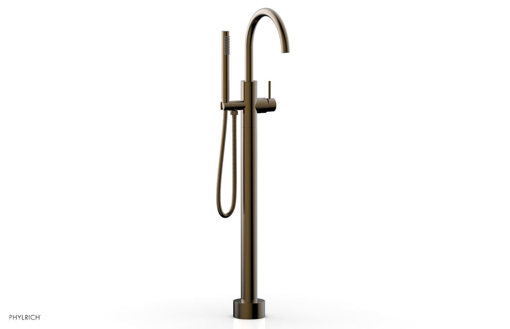 BASIC II Floor Mount Tub Filler with Hand Shower by Phylrich - Antique Brass