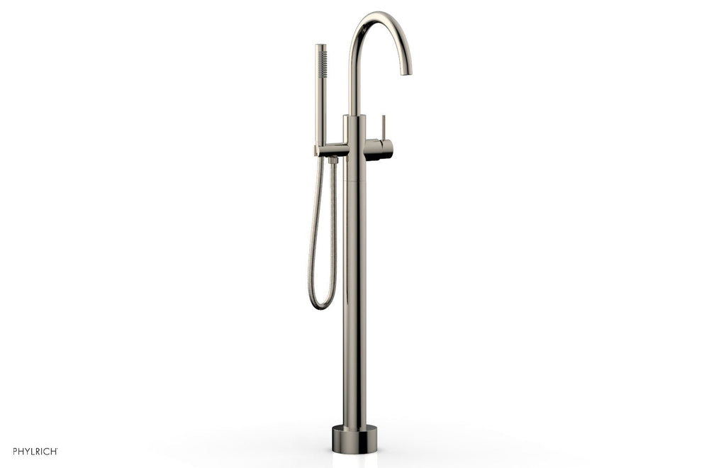 BASIC II Floor Mount Tub Filler with Hand Shower by Phylrich - Polished Nickel