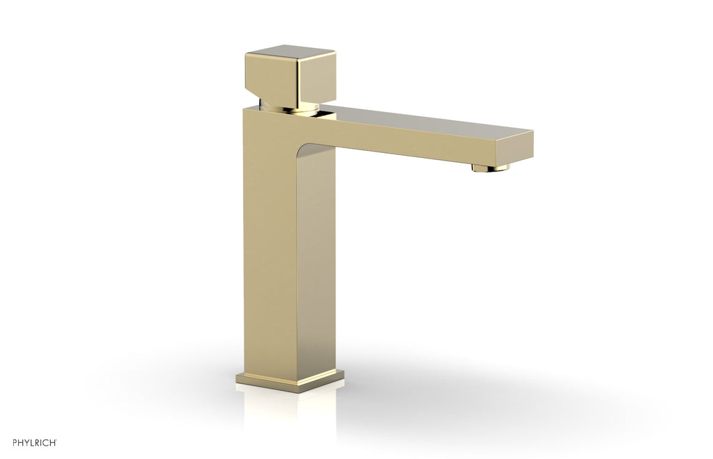 MIX Single Hole Lavatory Faucet, Cube Handle by Phylrich - Polished Brass Uncoated