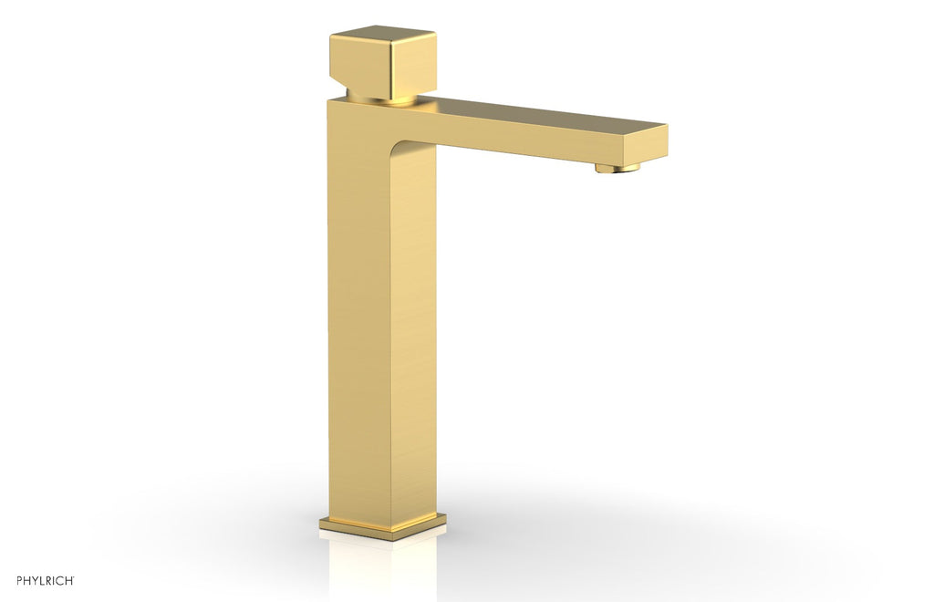 MIX Single Hole Lavatory Faucet, Tall   Cube Handle by Phylrich - Burnished Gold