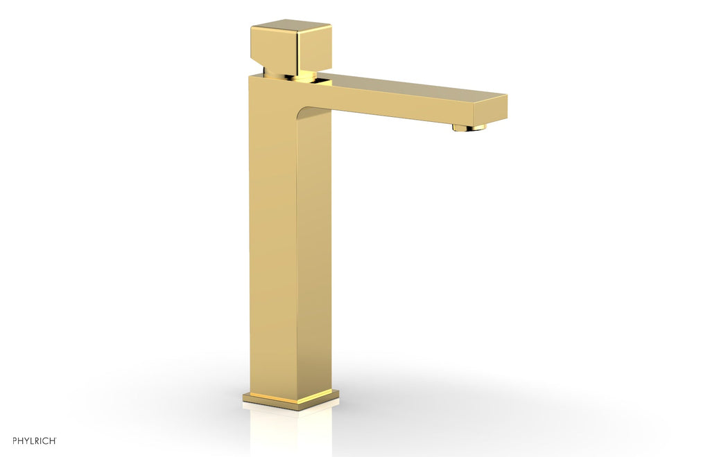 MIX Single Hole Lavatory Faucet, Tall   Cube Handle by Phylrich - Polished Gold