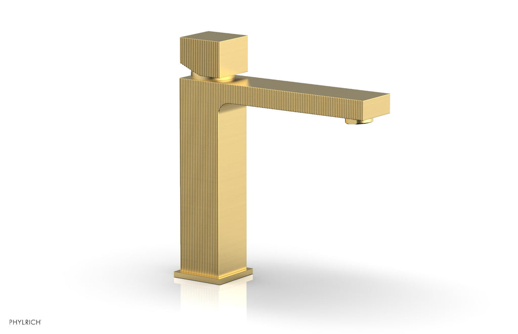 STRIA Single Hole Lavatory Faucet, Cube Handle by Phylrich - Burnished Gold