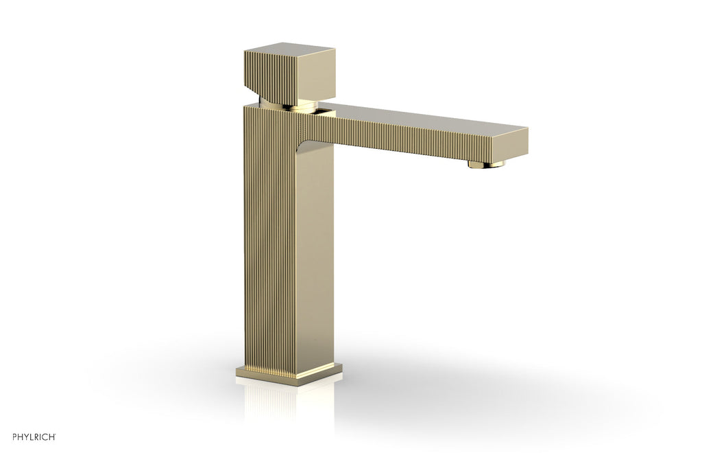 STRIA Single Hole Lavatory Faucet, Cube Handle by Phylrich - Polished Brass Uncoated