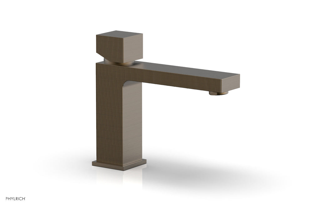 STRIA Single Hole Lavatory Faucet, Low   Cube Handle by Phylrich - Old English Brass