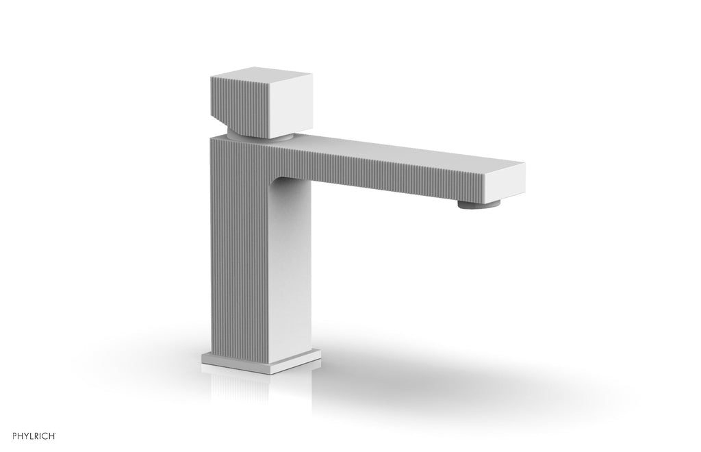 STRIA Single Hole Lavatory Faucet, Low   Cube Handle by Phylrich - Satin White