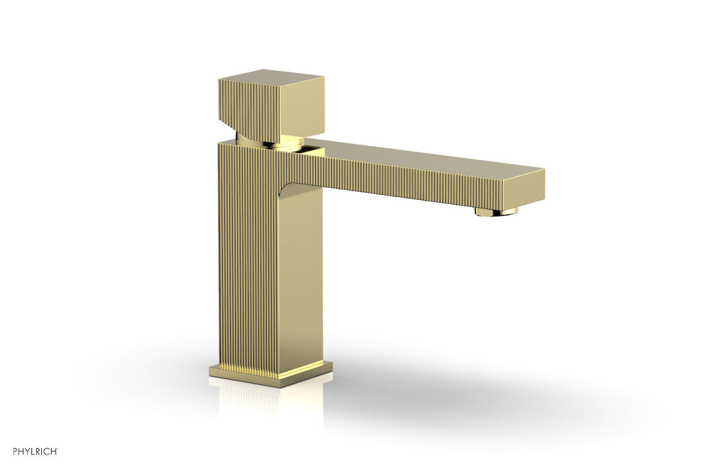 STRIA Single Hole Lavatory Faucet, Low   Cube Handle by Phylrich - French Brass