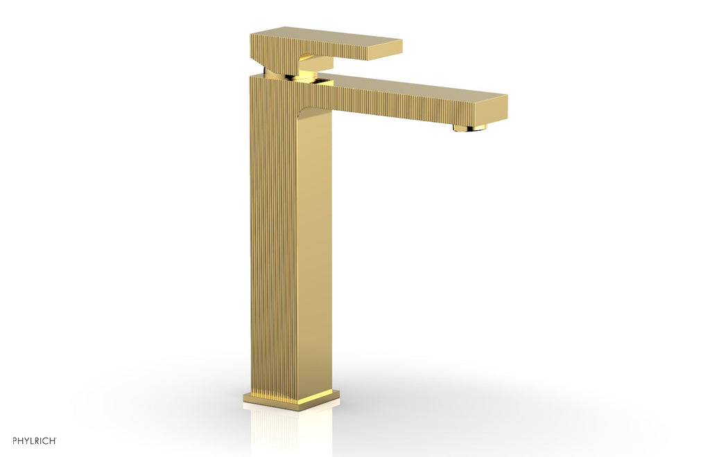 STRIA Single Hole Lavatory Faucet, Tall   Blade Handle by Phylrich - Satin Gold