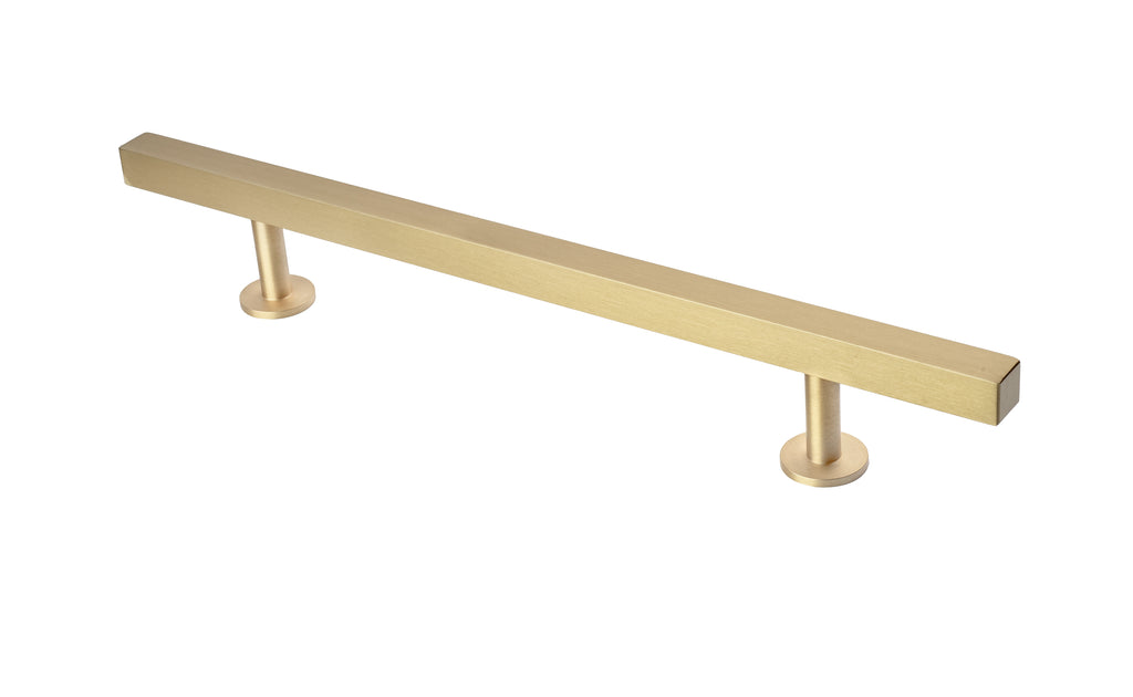 Square Bar Refrigerator Handle by Lew's Hardware - 9" - Brushed Brass - New York Hardware