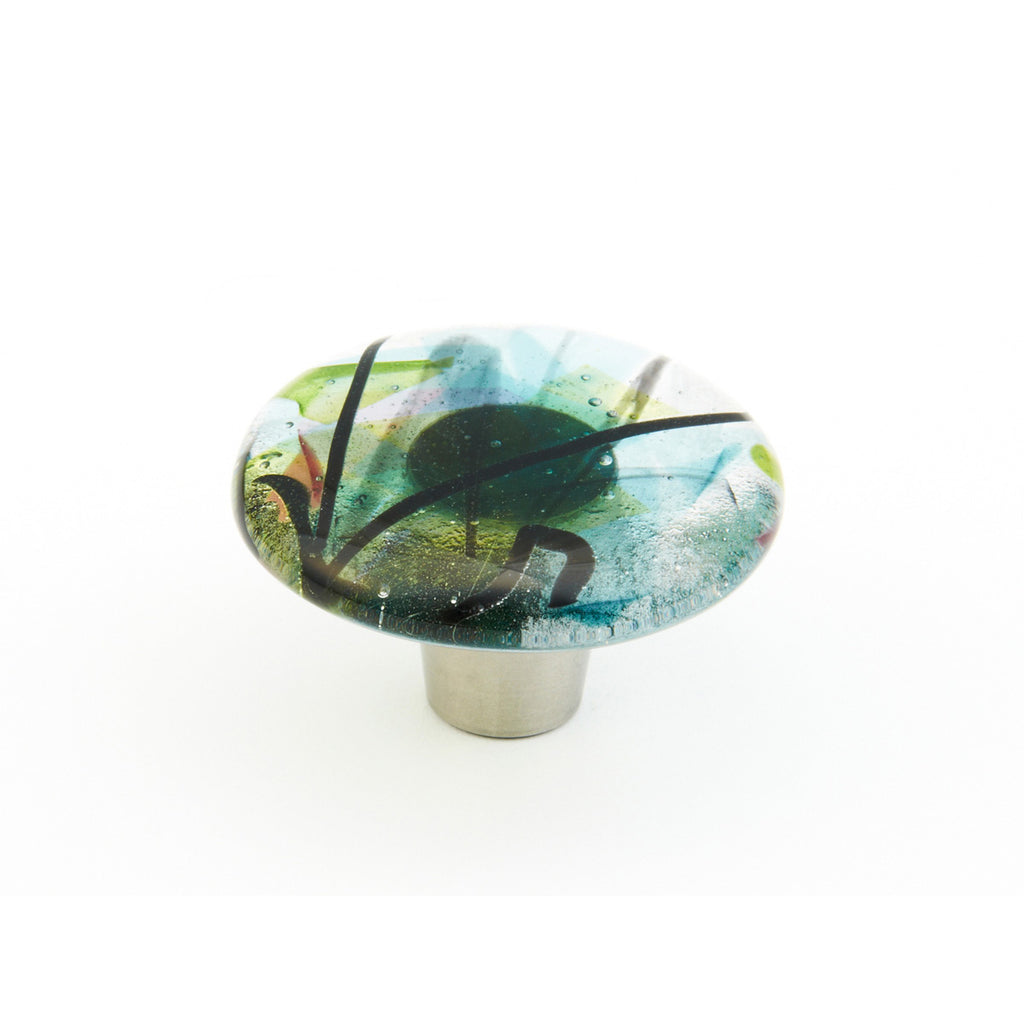 Ice Confetti Turquoise Glass Round Knob by Schaub - New York Hardware