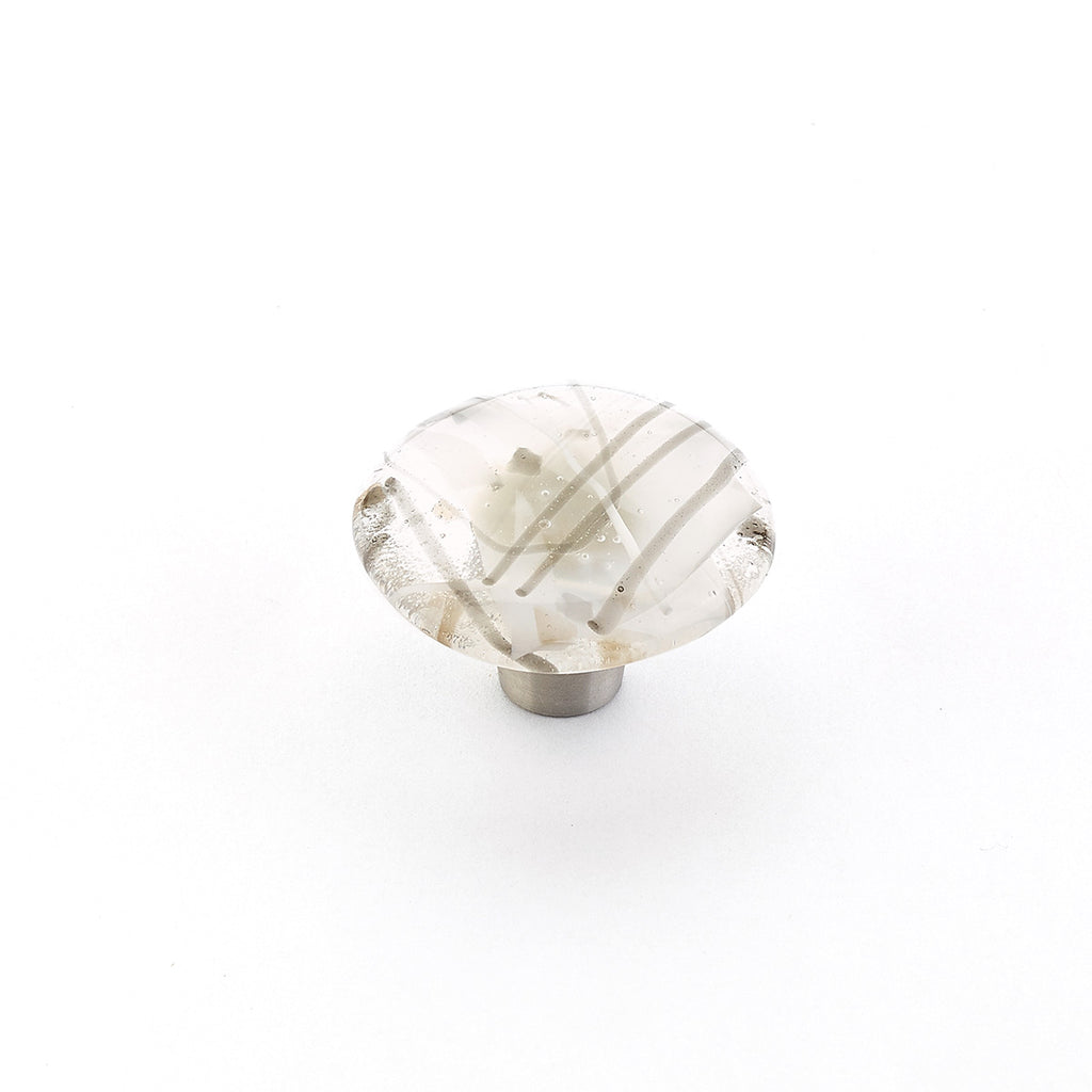 Ice Confetti White Grey Glass Round Knob by Schaub - New York Hardware