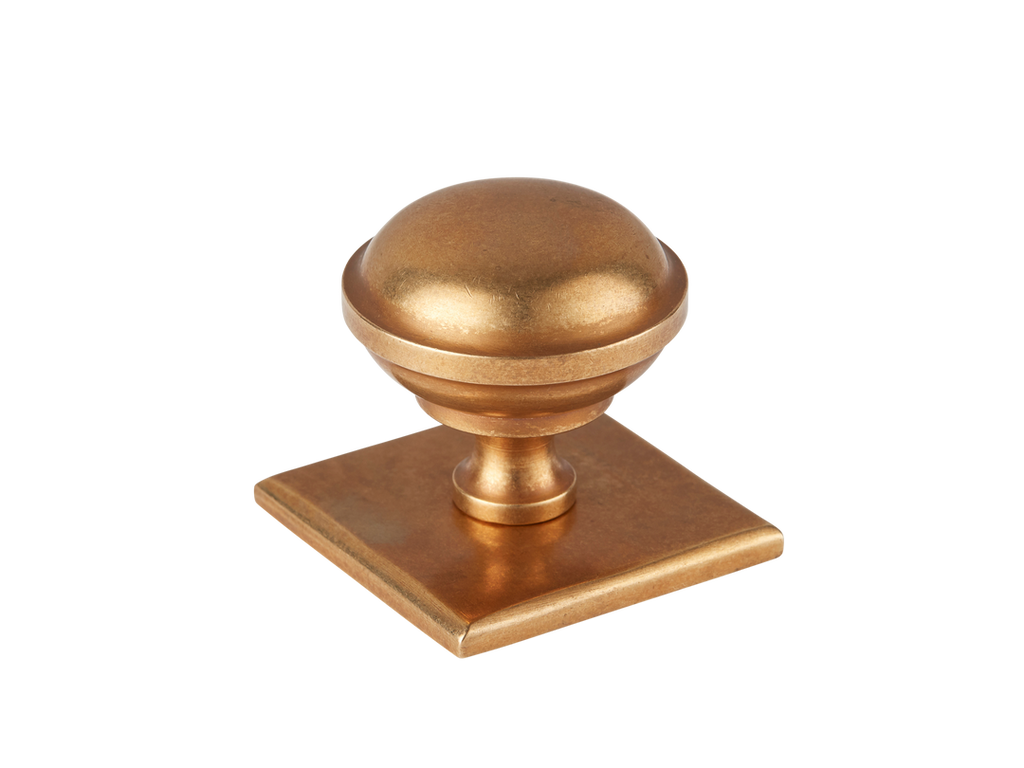 Queslett Cabinet Knob with Square Backplate by Armac Martin - 34mm - Satin Nickel Plate