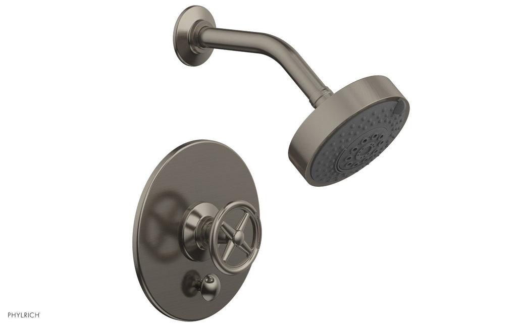 WORKS Pressure Balance Shower and Diverter Set (Less Spout), Cross Handle by Phylrich - Burnished Nickel