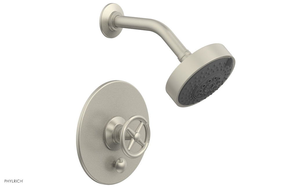 WORKS Pressure Balance Shower and Diverter Set (Less Spout), Cross Handle by Phylrich - Polished Brass Uncoated