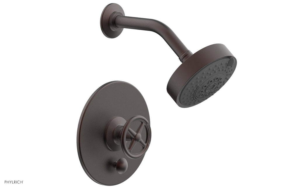 WORKS Pressure Balance Shower and Diverter Set (Less Spout), Cross Handle by Phylrich - Weathered Copper