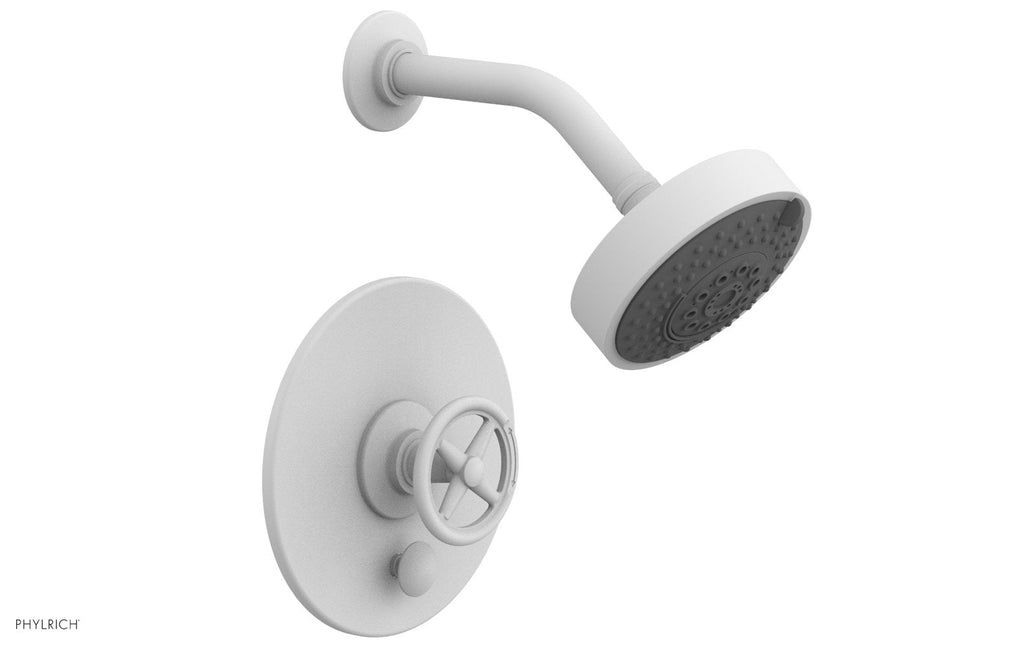 WORKS Pressure Balance Shower and Diverter Set (Less Spout), Cross Handle by Phylrich - Satin White