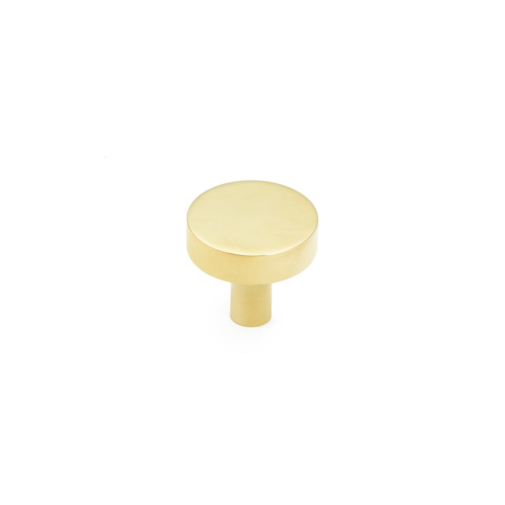 Haniburton Round Knob by Schaub - Unlacquered Brass - New York Hardware