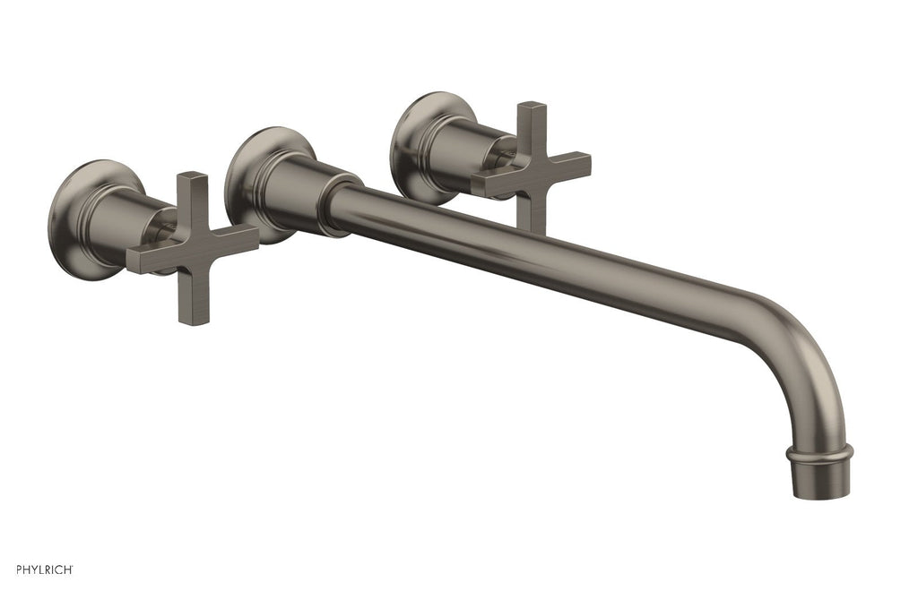 HEX MODERN Wall Lavatory Set 14" Spout   Cross Handles by Phylrich - Pewter