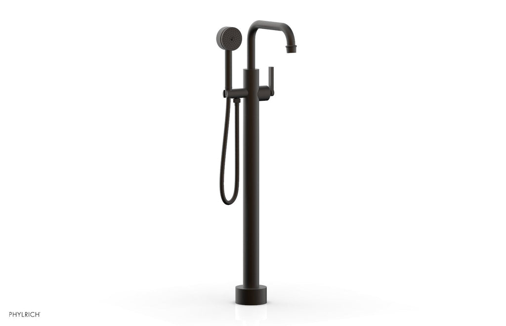 HEX MODERN Floor Mount Tub Filler Lever Handle with Hand Shower by Phylrich - Oil Rubbed Bronze