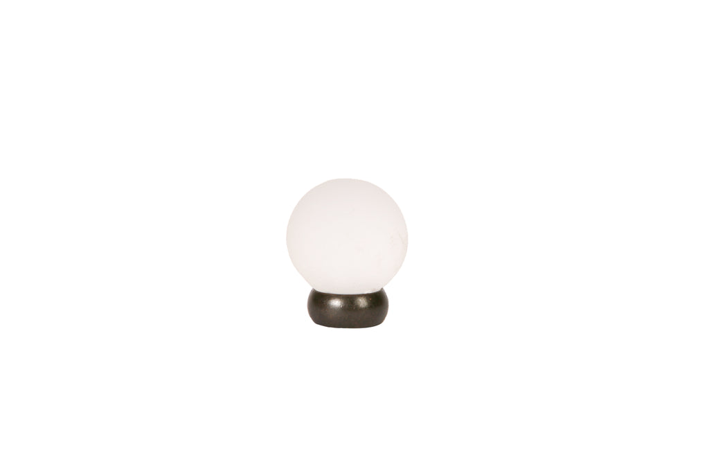Glass Ball Knob by Lew's Hardware - 1-1/4" - Oil-rubbed Bronze - Frosted Clear - New York Hardware