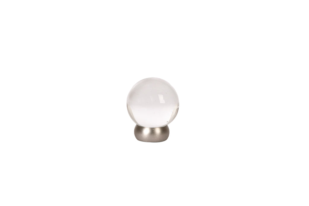 Glass Ball Knob by Lew's Hardware - 1-1/4" - Brushed Nickel - Transparent Clear - New York Hardware
