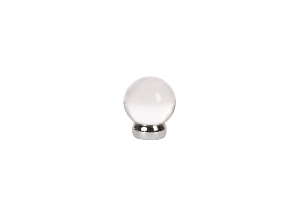 Glass Ball Knob by Lew's Hardware - 1-1/4" - Polished Chrome - Transparent Clear - New York Hardware