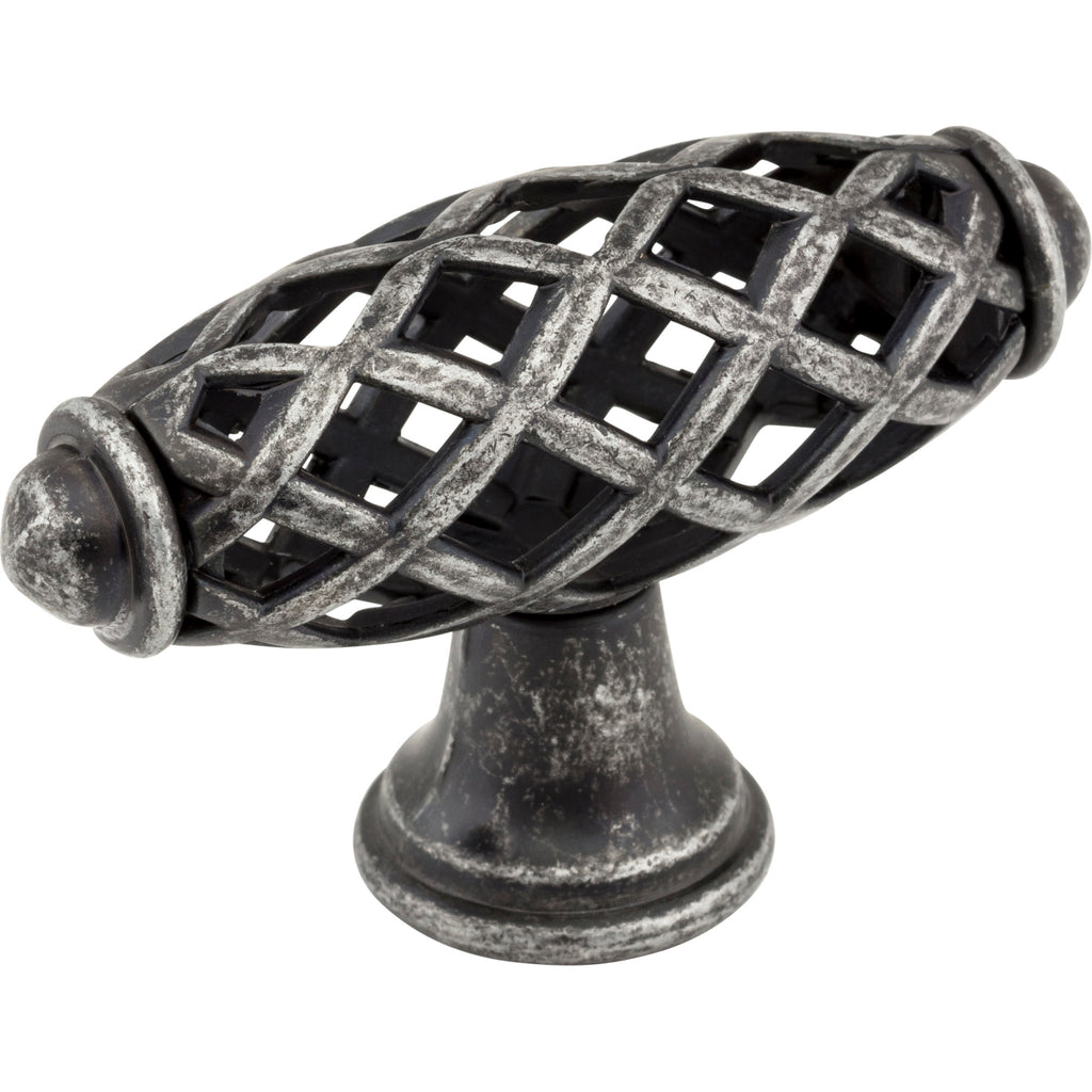 Birdcage Tuscany Cabinet "T" Knob by Jeffrey Alexander - Distressed Antique Silver