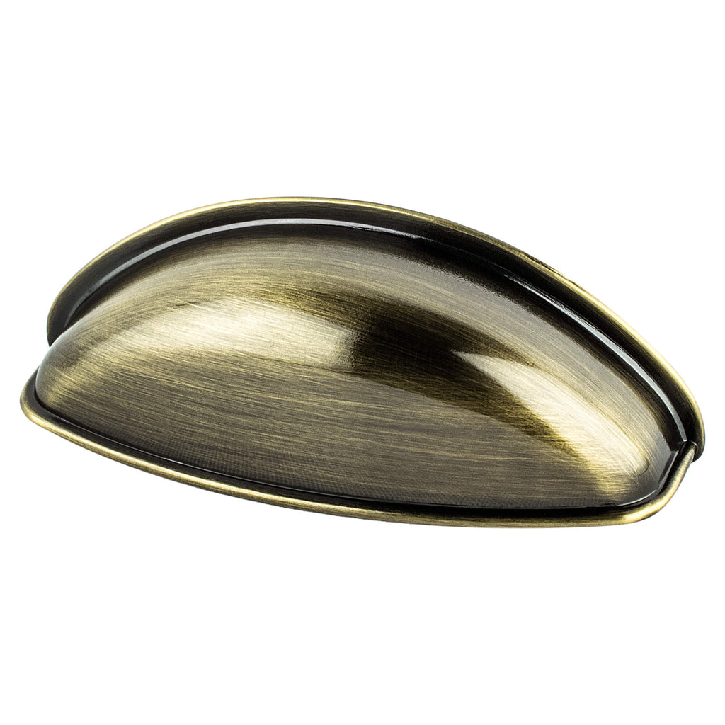 Brushed Antique Brass - 64mm - Euro Moderno Cup Pull by Berenson - New York Hardware