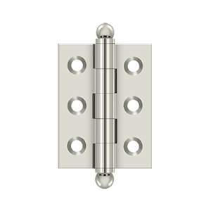 Solid Brass Cabinet  Hinge with Ball Tips by Deltana - 2" x 1-1/2" - Polished Nickel - New York Hardware