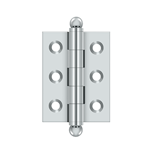 Solid Brass Cabinet  Hinge with Ball Tips by Deltana - 2" x 1-1/2" - Polished Chrome - New York Hardware