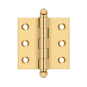 Solid Brass Cabinet  Hinge with Ball Tips by Deltana - 2" x 2"  - PVD Polished Brass - New York Hardware