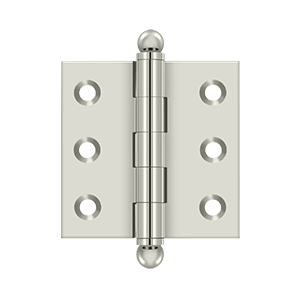 Solid Brass Cabinet  Hinge with Ball Tips by Deltana - 2" x 2"  - Polished Nickel - New York Hardware