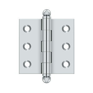 Solid Brass Cabinet  Hinge with Ball Tips by Deltana - 2" x 2"  - Polished Chrome - New York Hardware
