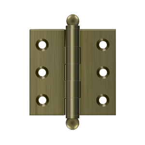Solid Brass Cabinet  Hinge with Ball Tips by Deltana - 2" x 2"  - Antique Brass - New York Hardware