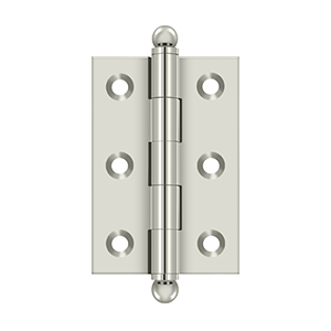 Solid Brass Cabinet  Hinge with Ball Tips by Deltana - 2-1/2" x 1-11/16" - Polished Nickel - New York Hardware