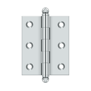 Solid Brass Cabinet  Hinge with Ball Tips by Deltana - 2-1/2" x 2" - Polished Chrome - New York Hardware
