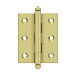 Solid Brass Cabinet  Hinge with Ball Tips by Deltana - 2-1/2" x 2" - Unlacquered Brass - New York Hardware