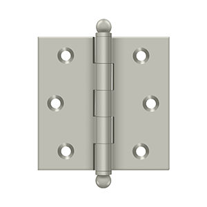 Solid Brass Cabinet  Hinge with Ball Tips by Deltana - 2-1/2" x 2-1/2"  - Brushed Nickel - New York Hardware