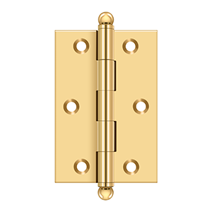 Solid Brass Cabinet  Hinge with Ball Tips by Deltana - 3" x 2" - PVD Polished Brass - New York Hardware