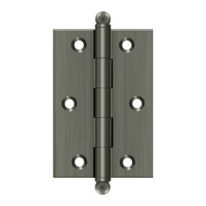 Solid Brass Cabinet  Hinge with Ball Tips by Deltana - 3" x 2" - Antique Nickel - New York Hardware