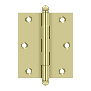 Solid Brass Cabinet  Hinge with Ball Tips by Deltana - 3" x 2-1/2" - Unlacquered Brass - New York Hardware