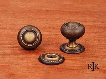 Rope Knob with Detachable Back Plate 1 1/4" (32mm) - Antique English - New York Hardware