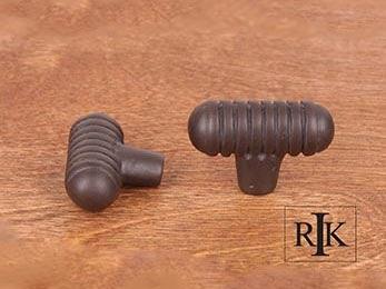 Distressed Small Ribbed Knob 1 9/16" (40mm) - Oil Rubbed Bronze - New York Hardware Online