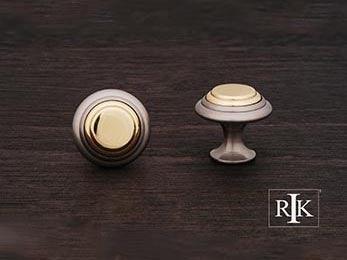 Step Up Knob with Brass Middle 1 1/4" (32mm) - Pewter & Brass - New York Hardware