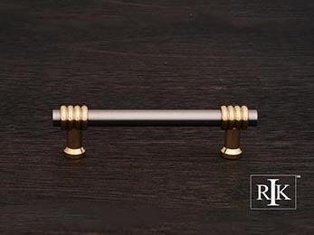 Two Tone Swirl Pull 3 15/16" (100mm) - Pewter & Polished Brass - New York Hardware
