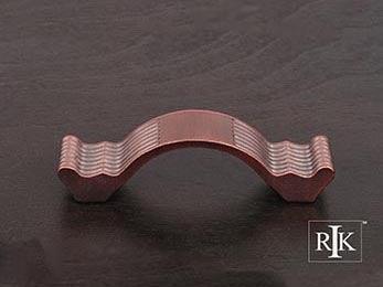 Wavy Contoured Pull with Lines 3 7/8" (98mm) - Distressed Copper - New York Hardware