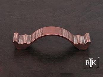 Wavy Contoured Pull with Lines 4 3/8" (111mm) - Distressed Copper - New York Hardware