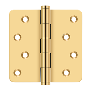 Solid Brass 1/4" Radius Zig-Zag Hinge by Deltana - 4" x 4" - PVD Polished Brass - New York Hardware
