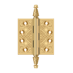 Solid Brass Square Ornate Hinge by Deltana - 3-1/2" x 3-1/2" - PVD Polished Brass - New York Hardware